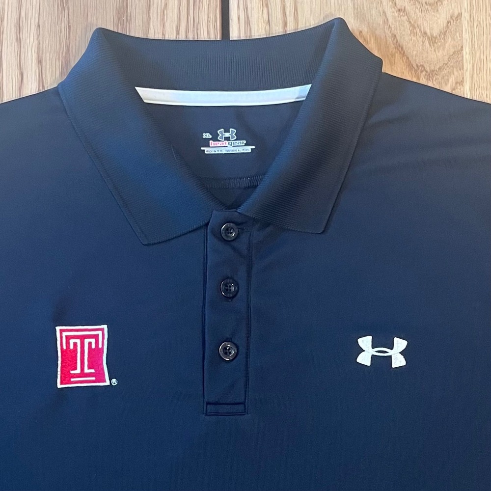 Under Armour Temple University Polo XL Black Athletic Gameday HeatGear